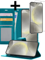 LUQ LUQ Samsung Galaxy S24 Hoesje Bookcase Met Screenprotector - Turquoise