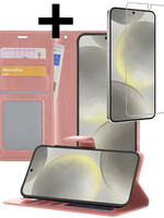 LUQ LUQ Samsung Galaxy S24 Hoesje Bookcase Met Screenprotector - Rose Goud