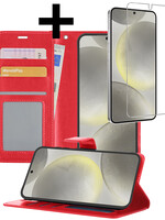 LUQ LUQ Samsung Galaxy S24 Hoesje Bookcase Met Screenprotector - Rood
