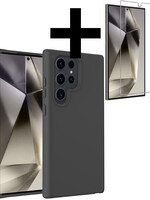 LUQ LUQ Samsung Galaxy S24 Ultra Hoesje Siliconen Met Screenprotector - Zwart