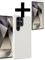 LUQ LUQ Samsung Galaxy S24 Ultra Hoesje Siliconen Met Screenprotector - Wit