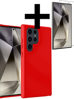 LUQ LUQ Samsung Galaxy S24 Ultra Hoesje Siliconen Met Screenprotector - Rood