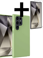 LUQ LUQ Samsung Galaxy S24 Ultra Hoesje Siliconen Met Screenprotector - Groen