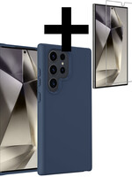 LUQ LUQ Samsung Galaxy S24 Ultra Hoesje Siliconen Met Screenprotector - Donkerblauw