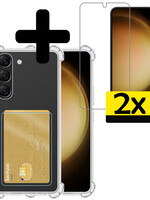 LUQ LUQ Samsung Galaxy S24 Plus Hoesje Pashouder Met 2x Screenprotector Met Dichte Notch