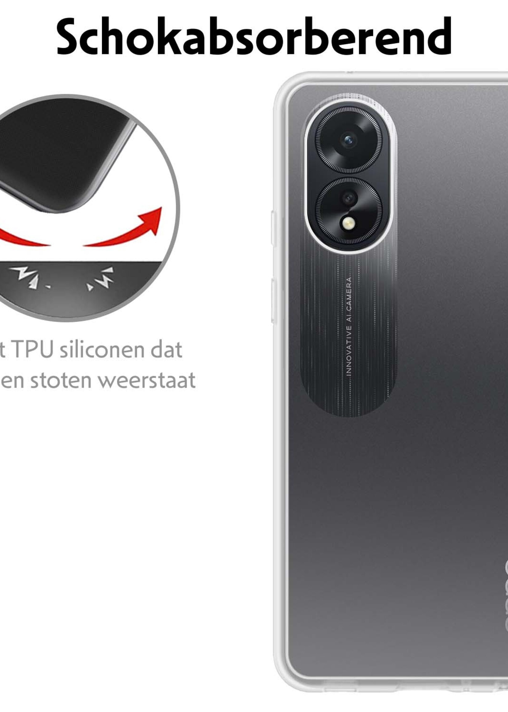 LUQ Hoesje Geschikt voor OPPO A38 Hoesje Siliconen Case - Hoes Geschikt voor OPPO A38 Hoes Siliconen - Transparant