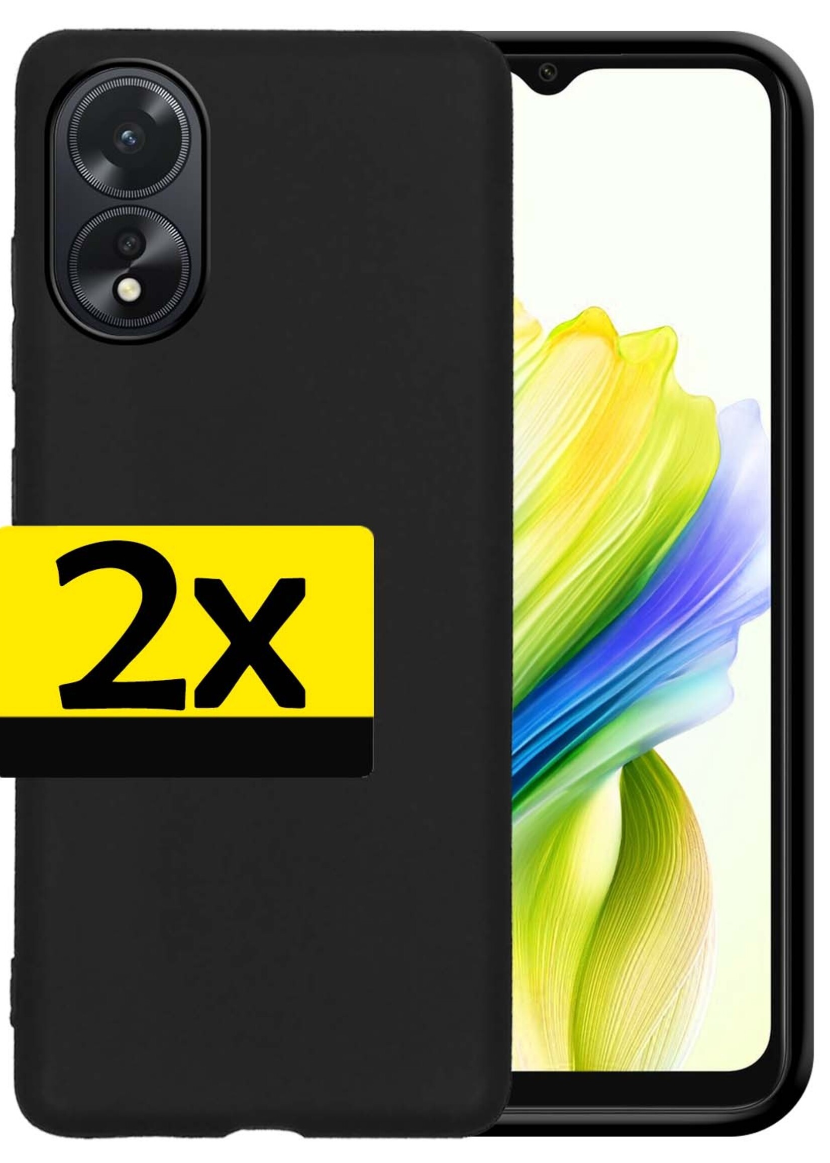 LUQ Hoesje Geschikt voor OPPO A38 Hoesje Siliconen Case - Hoes Geschikt voor OPPO A38 Hoes Siliconen - Zwart - 2 Stuks