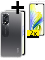 LUQ LUQ OPPO A38 Hoesje Siliconen Met 2x Screenprotector - Transparant