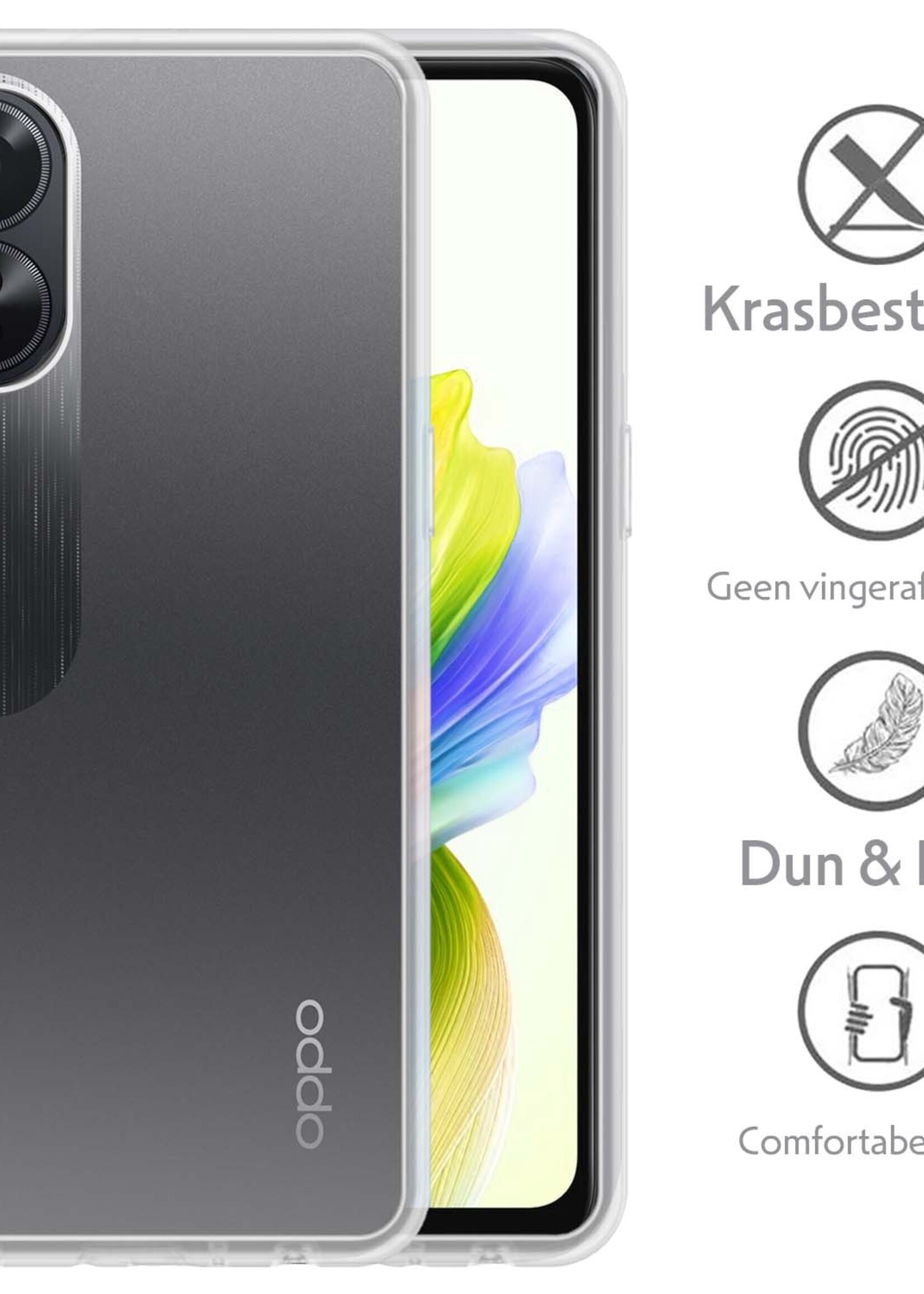 LUQ Hoesje Geschikt voor OPPO A38 Hoesje Siliconen Case Met 2x Screenprotector - Hoes Geschikt voor OPPO A38 Hoes Siliconen - Transparant