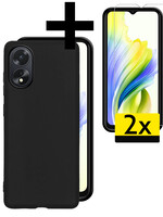 LUQ LUQ OPPO A38 Hoesje Siliconen Met 2x Screenprotector - Zwart