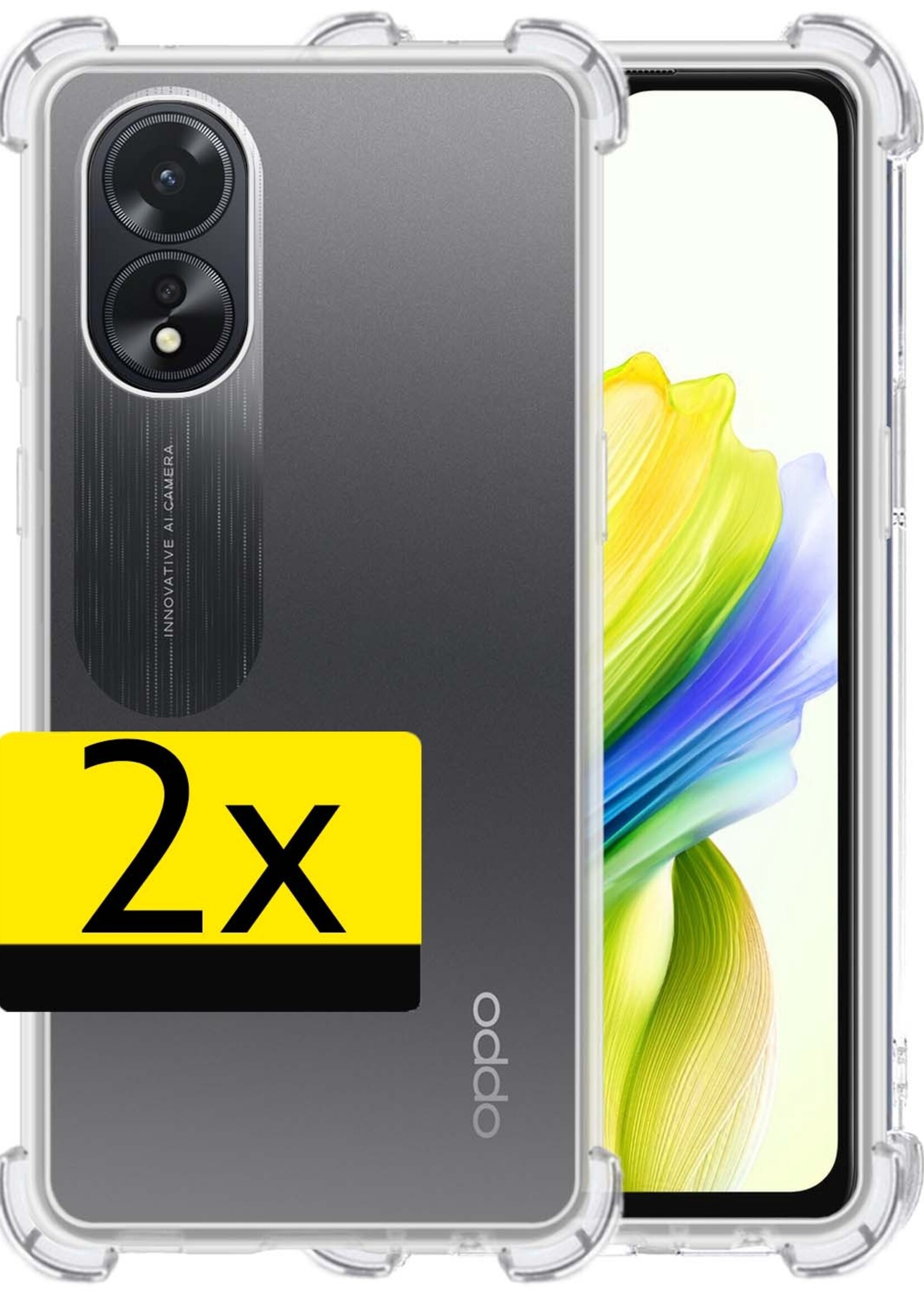 LUQ Hoesje Geschikt voor OPPO A38 Hoesje Shockproof Case Siliconen - Hoes Geschikt voor OPPO A38 Hoes Cover Siliconen - Transparant - 2 Stuks
