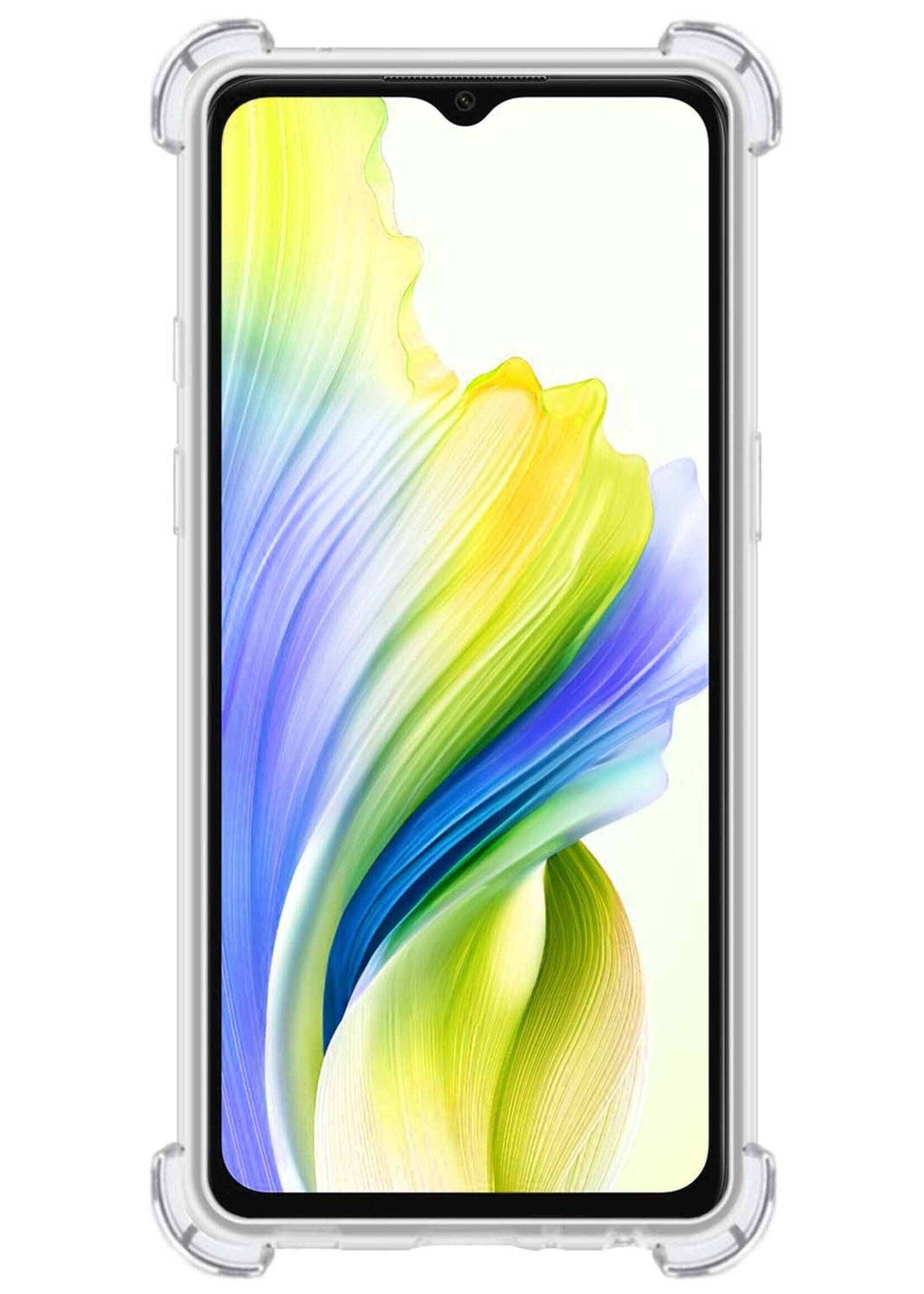 LUQ Hoesje Geschikt voor OPPO A38 Hoesje Shockproof Case Siliconen Met 2x Screenprotector - Hoes Geschikt voor OPPO A38 Hoes Cover Siliconen - Transparant