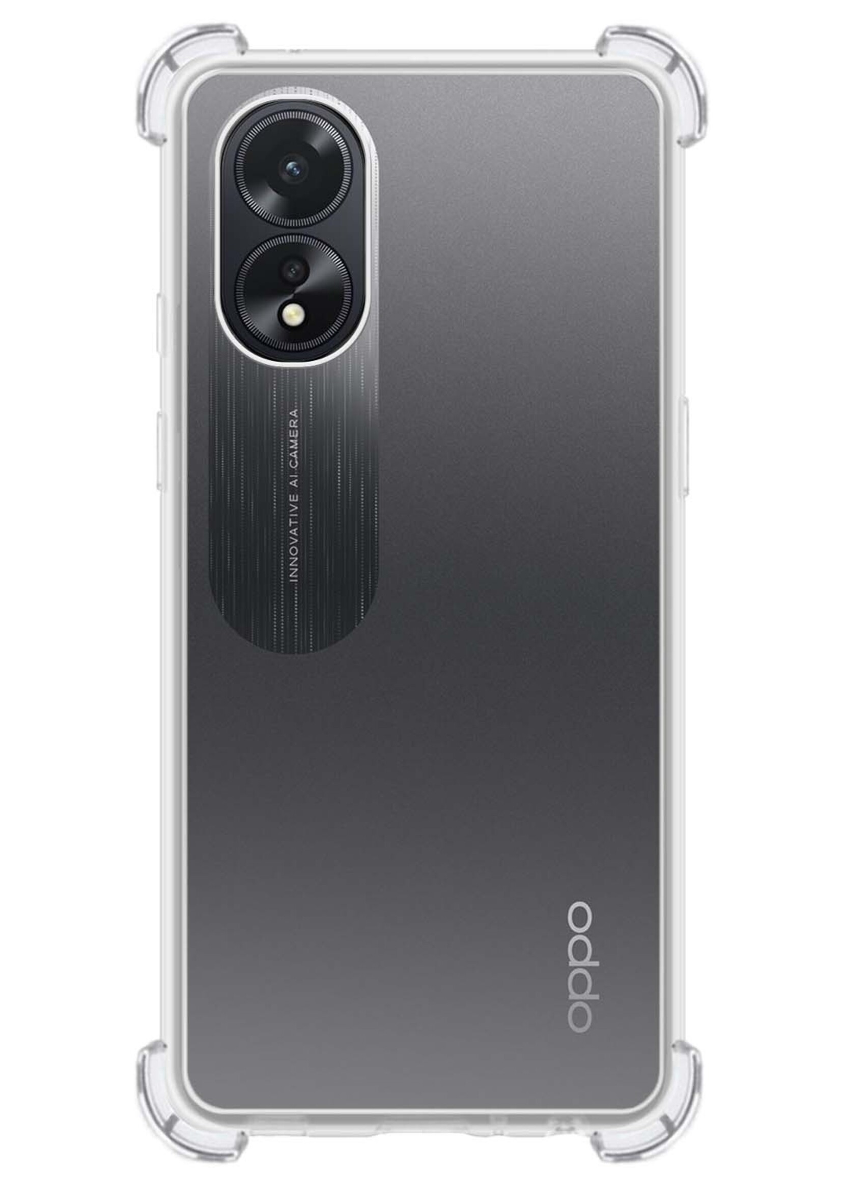 LUQ Hoesje Geschikt voor OPPO A38 Hoesje Shockproof Case Siliconen Met 2x Screenprotector - Hoes Geschikt voor OPPO A38 Hoes Cover Siliconen - Transparant