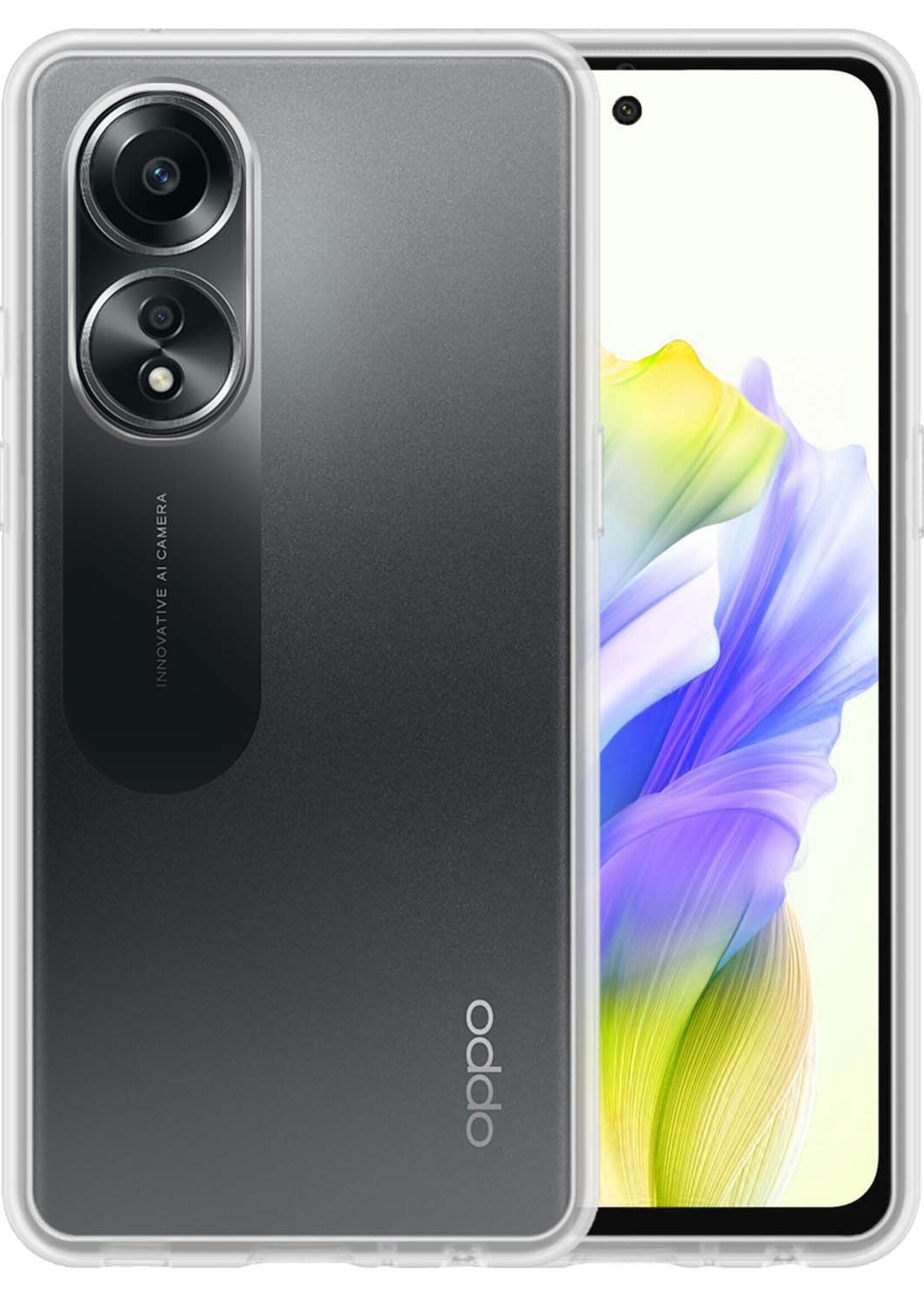 LUQ Hoesje Geschikt voor OPPO A58 Hoesje Siliconen Case - Hoes Geschikt voor OPPO A58 Hoes Siliconen - Transparant