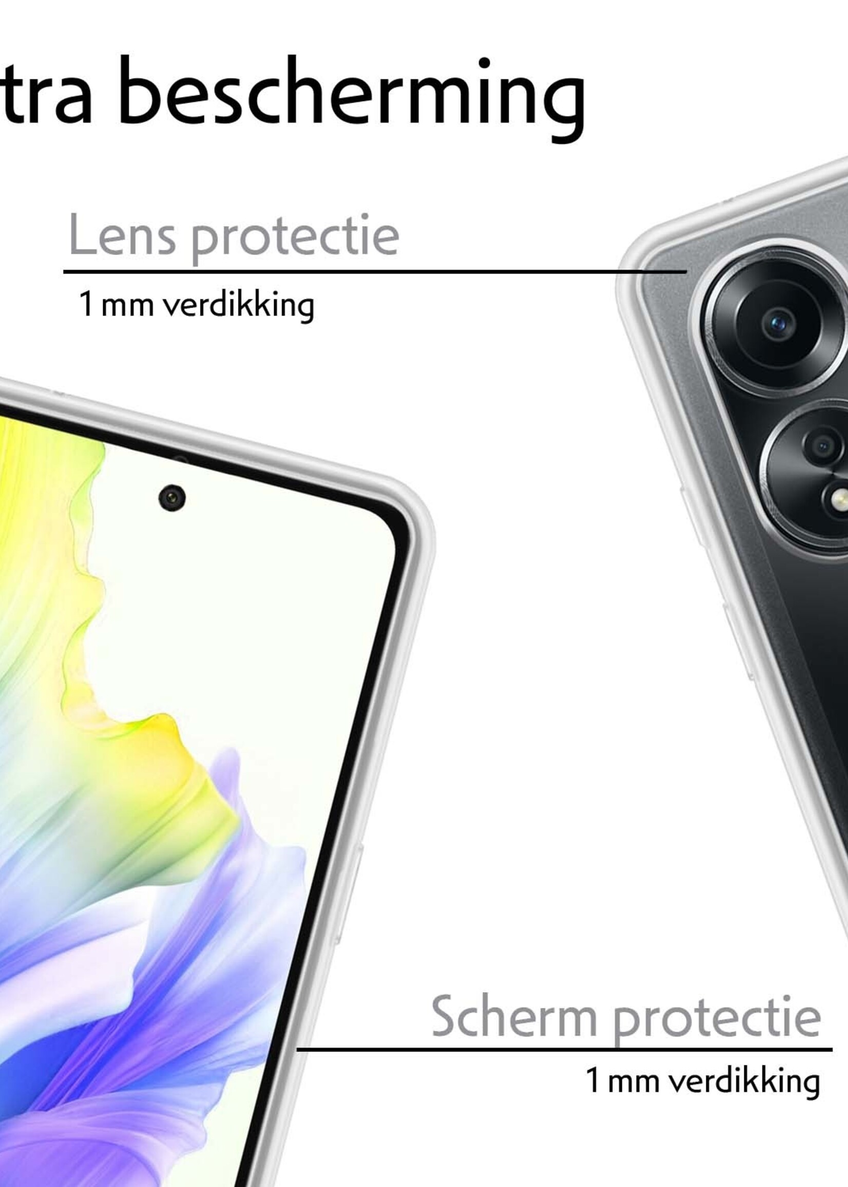 LUQ Hoesje Geschikt voor OPPO A58 Hoesje Siliconen Case - Hoes Geschikt voor OPPO A58 Hoes Siliconen - Transparant