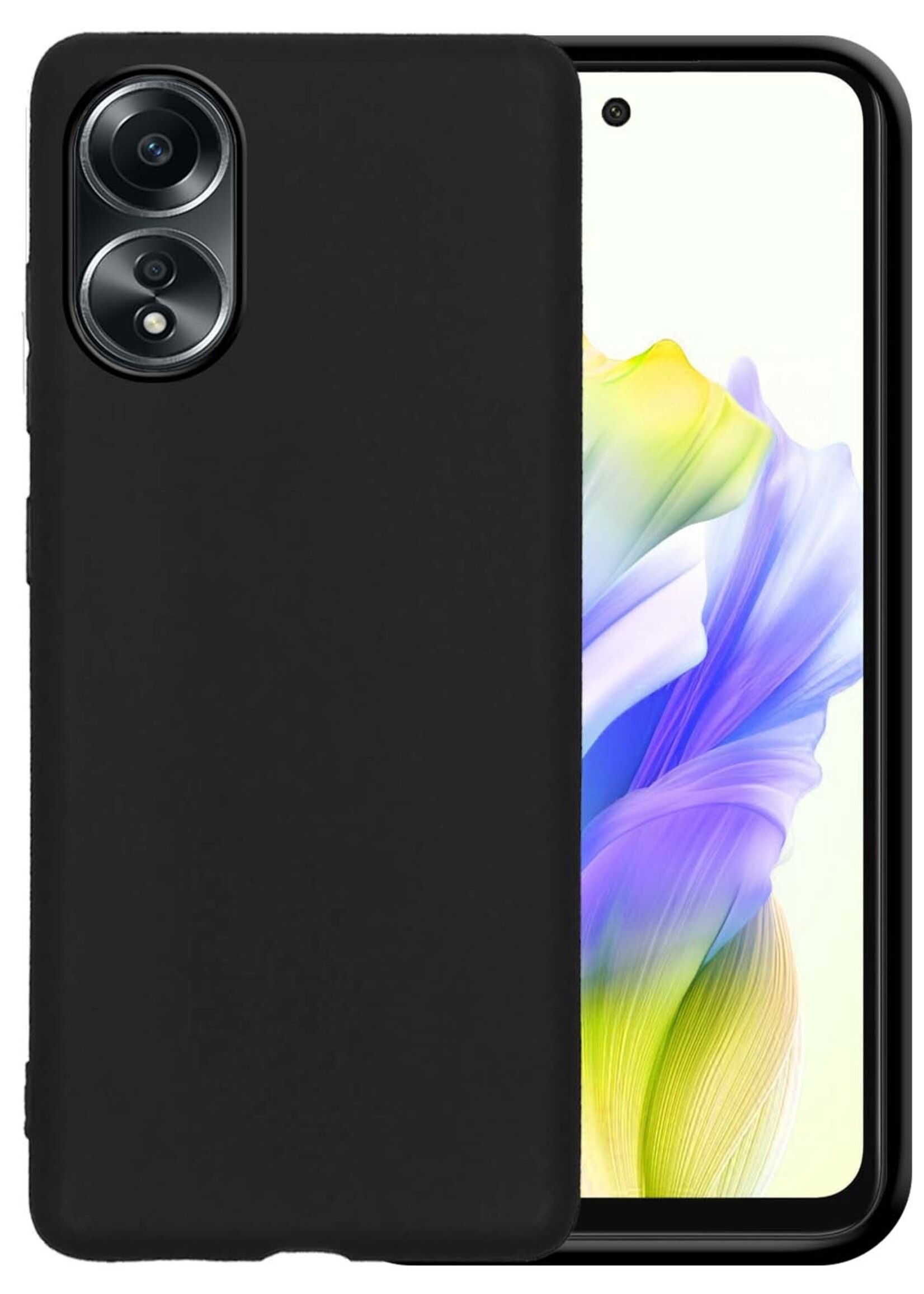 LUQ Hoesje Geschikt voor OPPO A58 Hoesje Siliconen Case - Hoes Geschikt voor OPPO A58 Hoes Siliconen - Zwart