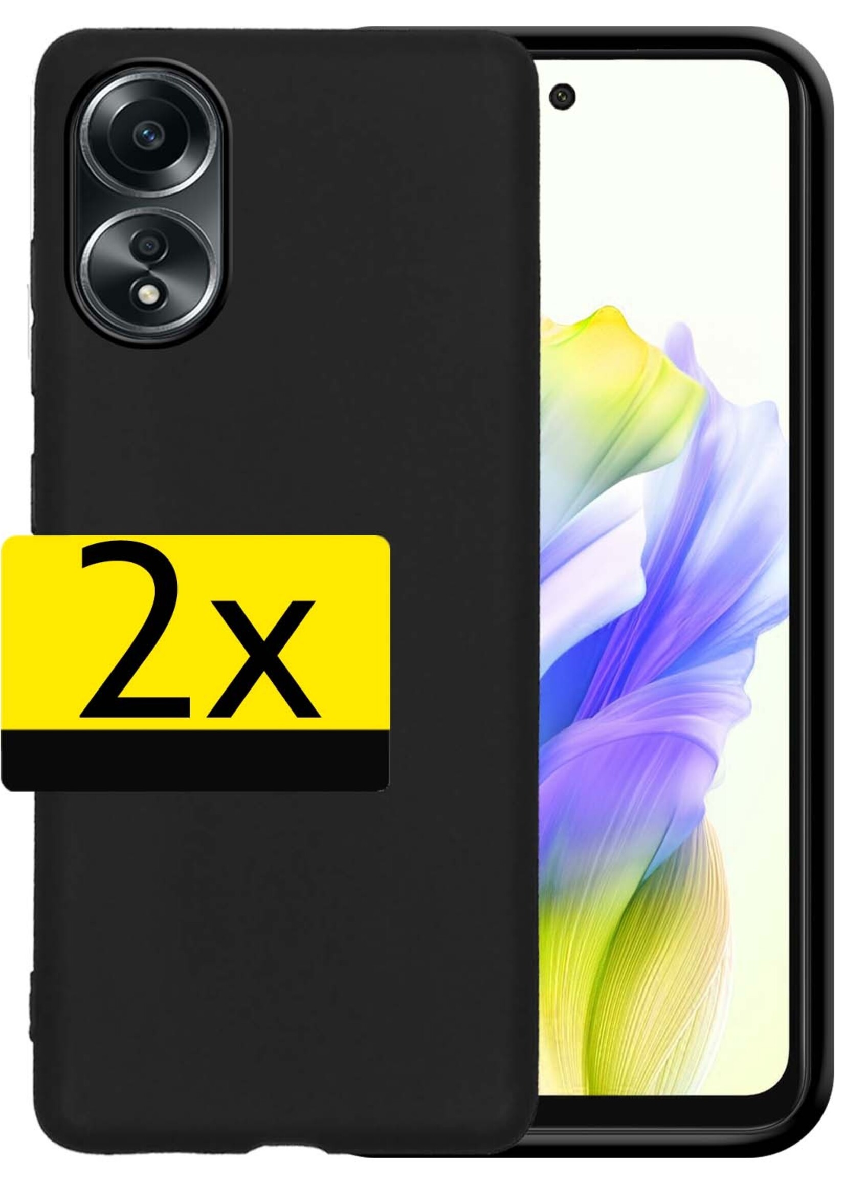 LUQ Hoesje Geschikt voor OPPO A58 Hoesje Siliconen Case - Hoes Geschikt voor OPPO A58 Hoes Siliconen - Zwart - 2 Stuks