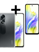 LUQ LUQ OPPO A58 Hoesje Siliconen Met Screenprotector - Transparant