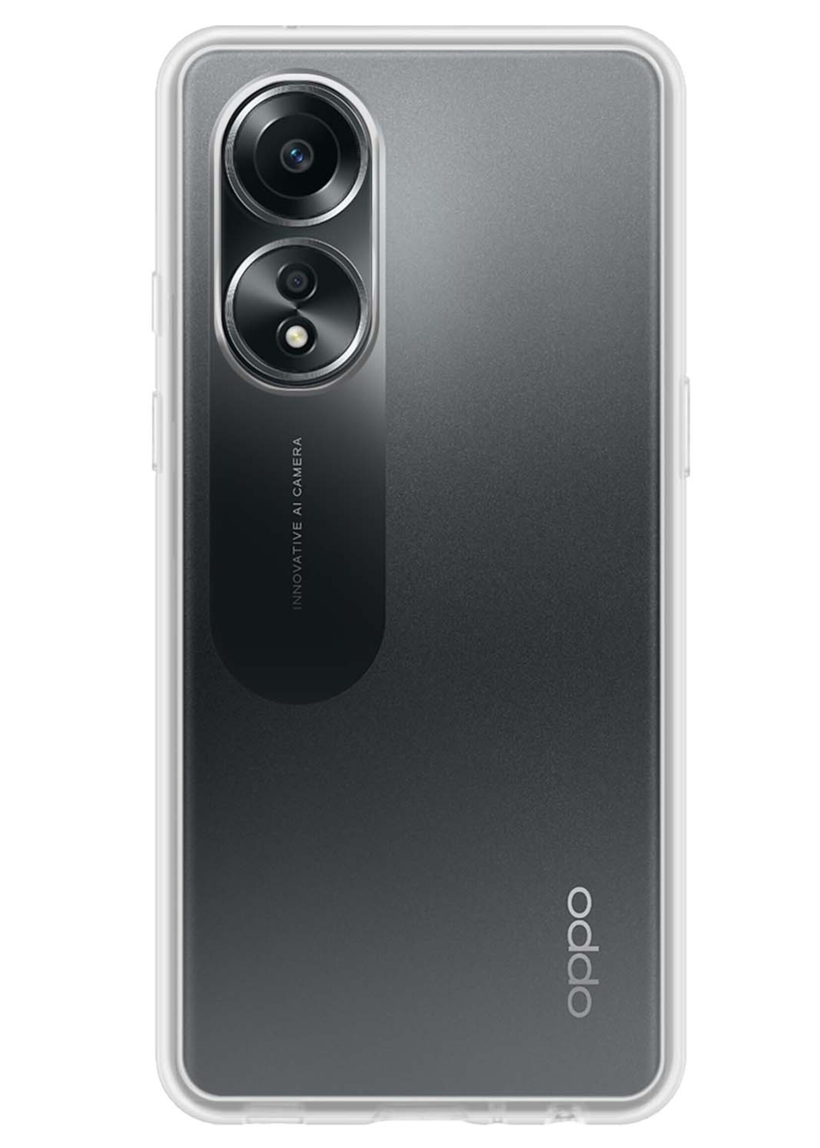 LUQ Hoesje Geschikt voor OPPO A58 Hoesje Siliconen Case Met Screenprotector - Hoes Geschikt voor OPPO A58 Hoes Siliconen - Transparant