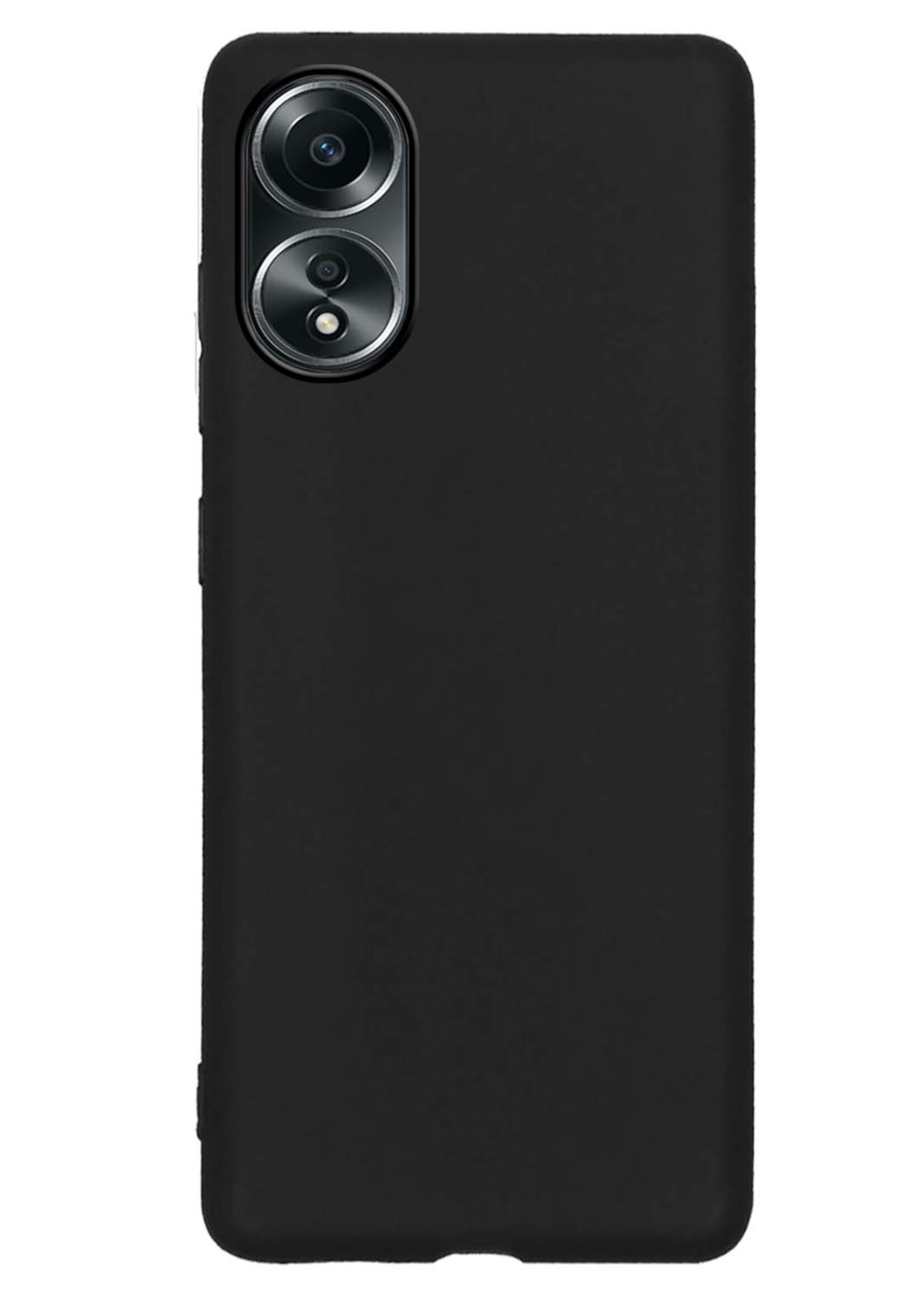 LUQ Hoesje Geschikt voor OPPO A58 Hoesje Siliconen Case Met Screenprotector - Hoes Geschikt voor OPPO A58 Hoes Siliconen - Zwart