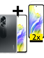 LUQ LUQ OPPO A58 Hoesje Siliconen Met 2x Screenprotector - Transparant