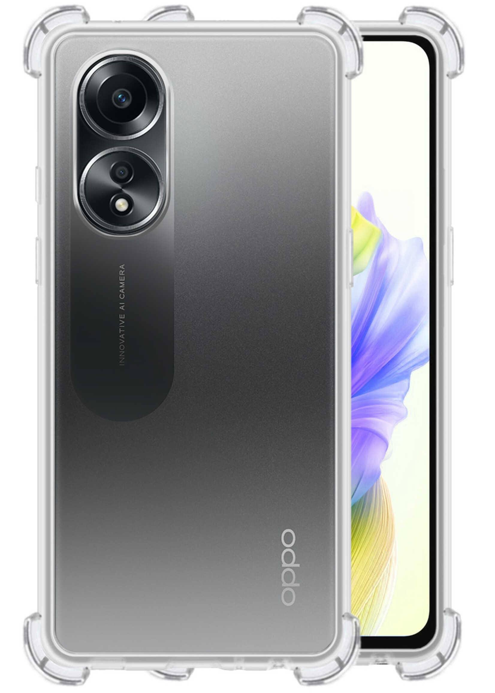 LUQ Hoesje Geschikt voor OPPO A58 Hoesje Shockproof Case Siliconen - Hoes Geschikt voor OPPO A58 Hoes Cover Siliconen - Transparant