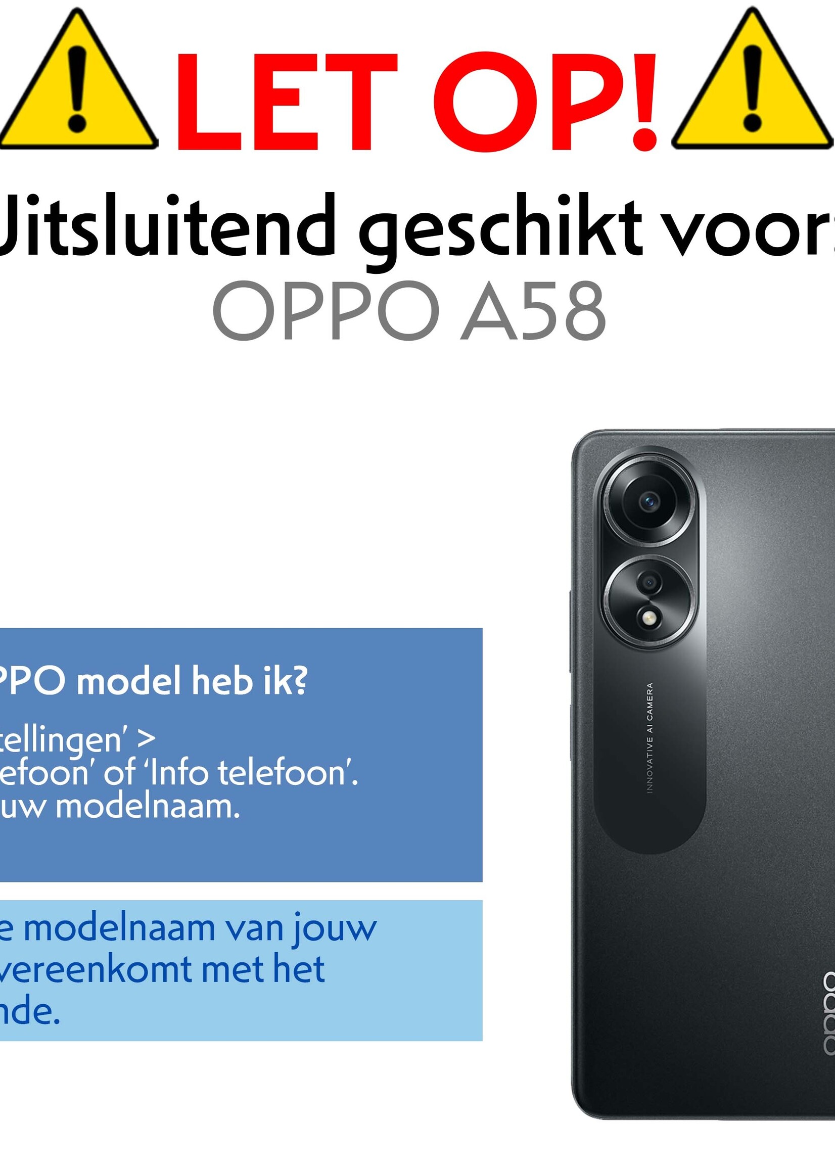 LUQ Hoesje Geschikt voor OPPO A58 Hoesje Shockproof Case Siliconen Met Screenprotector - Hoes Geschikt voor OPPO A58 Hoes Cover Siliconen - Transparant
