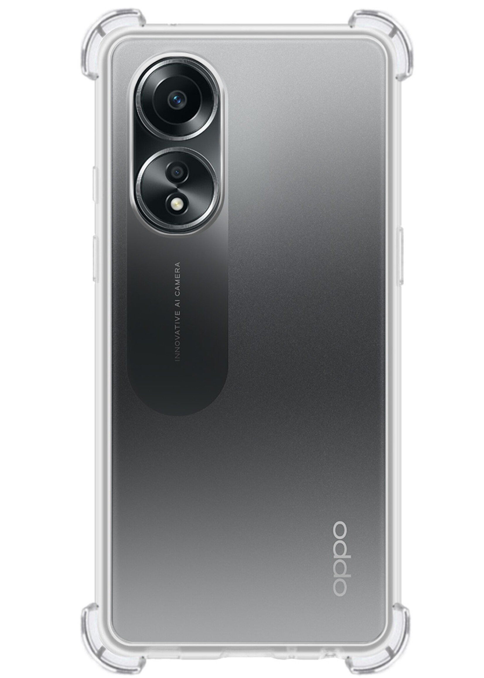 LUQ Hoesje Geschikt voor OPPO A58 Hoesje Shockproof Case Siliconen Met 2x Screenprotector - Hoes Geschikt voor OPPO A58 Hoes Cover Siliconen - Transparant