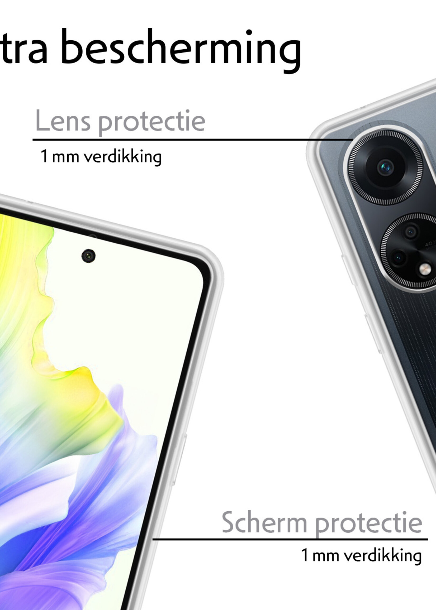 LUQ Hoesje Geschikt voor OPPO A98 Hoesje Siliconen Case - Hoes Geschikt voor OPPO A98 Hoes Siliconen - Transparant