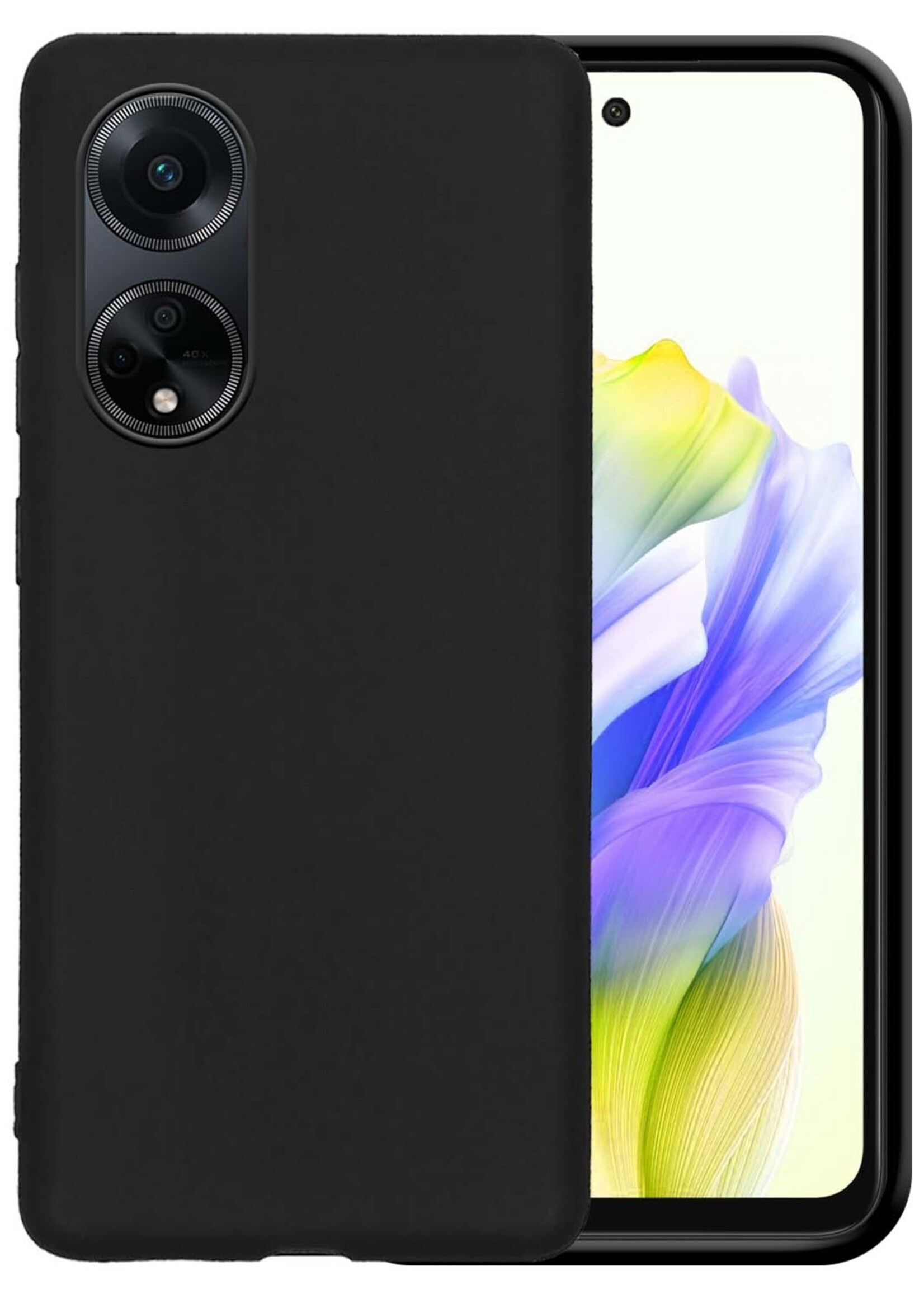 LUQ Hoesje Geschikt voor OPPO A98 Hoesje Siliconen Case - Hoes Geschikt voor OPPO A98 Hoes Siliconen - Zwart
