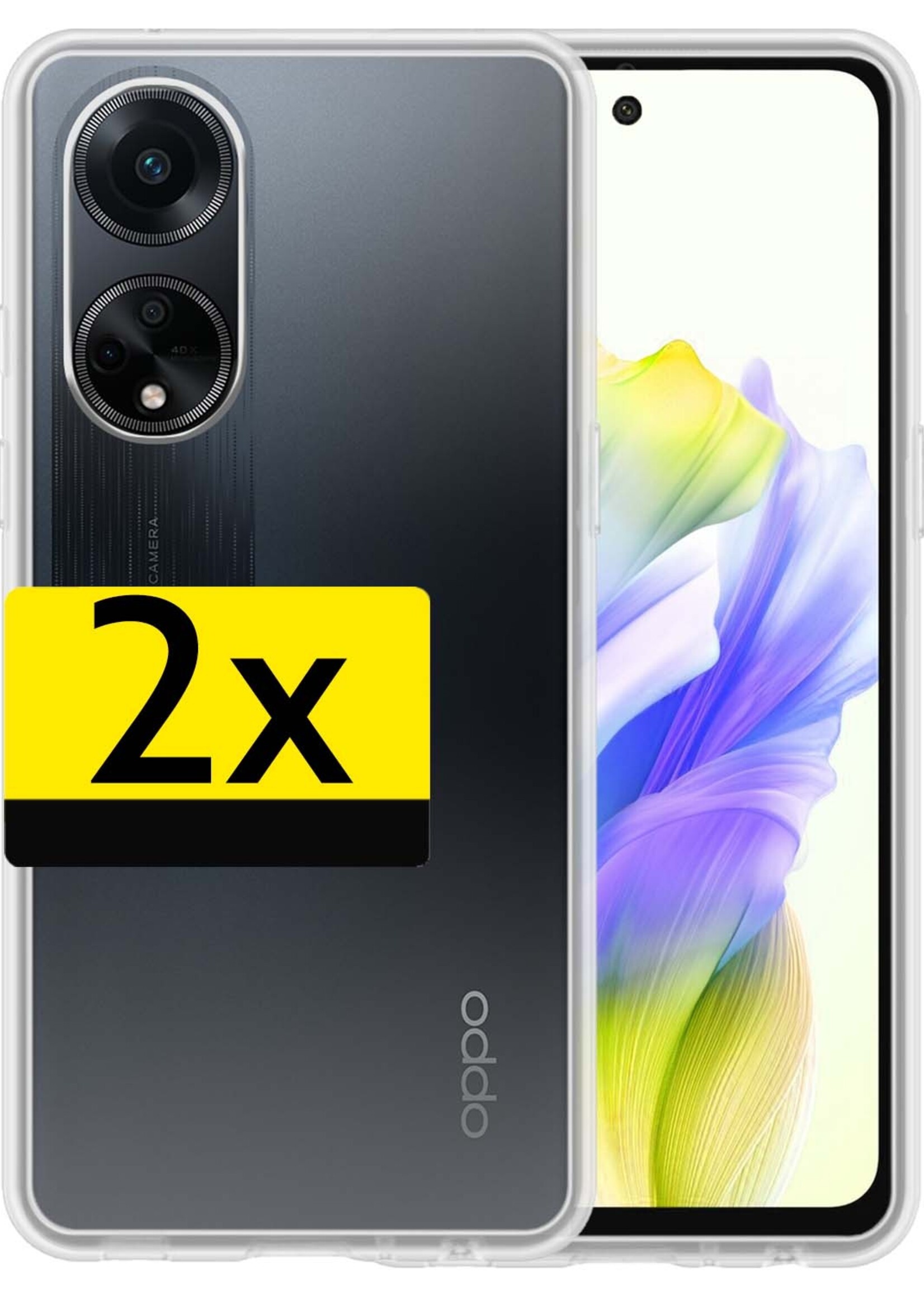 LUQ Hoesje Geschikt voor OPPO A98 Hoesje Siliconen Case - Hoes Geschikt voor OPPO A98 Hoes Siliconen - Transparant - 2 Stuks