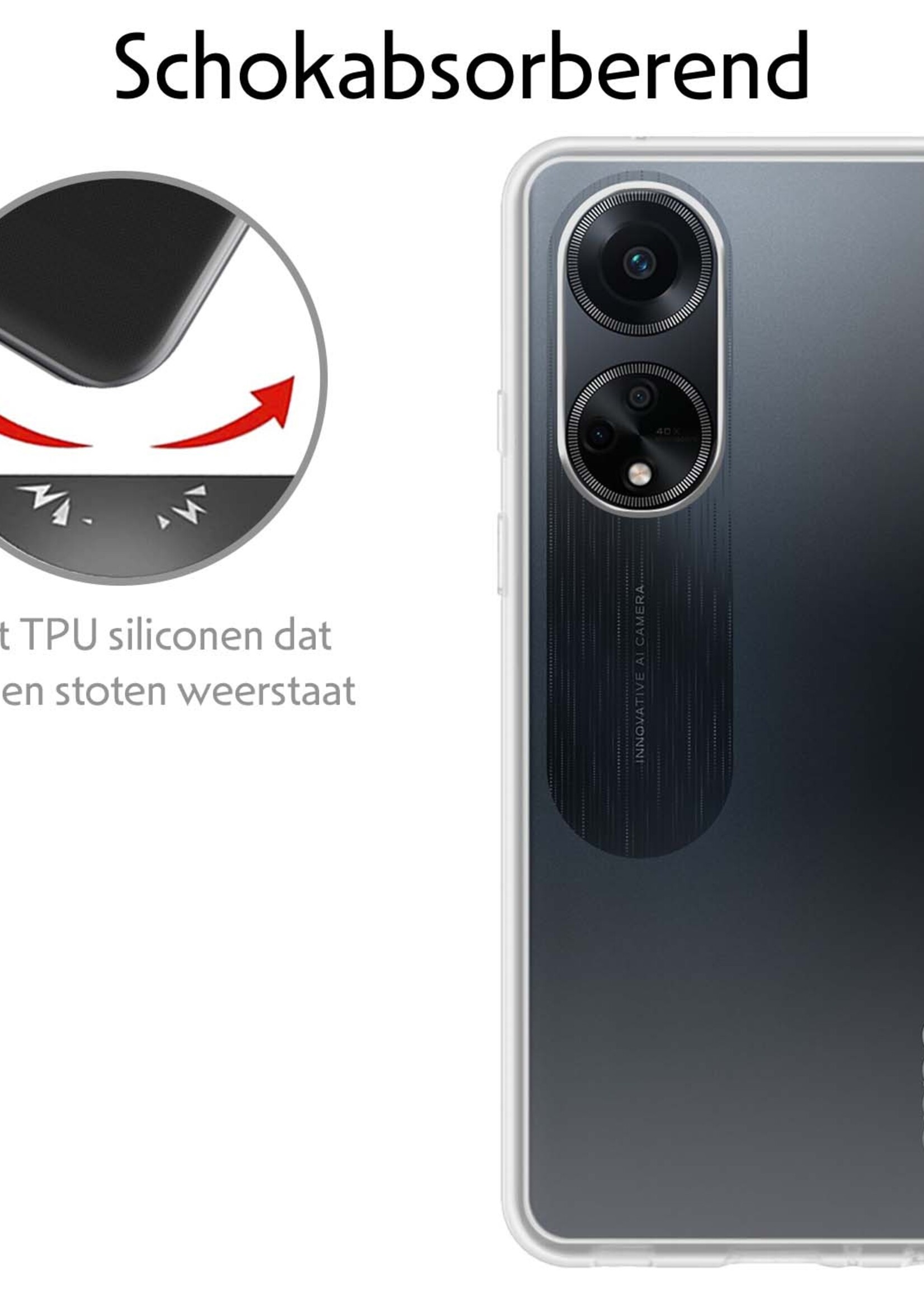 LUQ Hoesje Geschikt voor OPPO A98 Hoesje Siliconen Case - Hoes Geschikt voor OPPO A98 Hoes Siliconen - Transparant - 2 Stuks