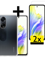 LUQ LUQ OPPO A98 Hoesje Siliconen Met 2x Screenprotector - Transparant