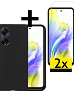 LUQ LUQ OPPO A98 Hoesje Siliconen Met 2x Screenprotector - Zwart