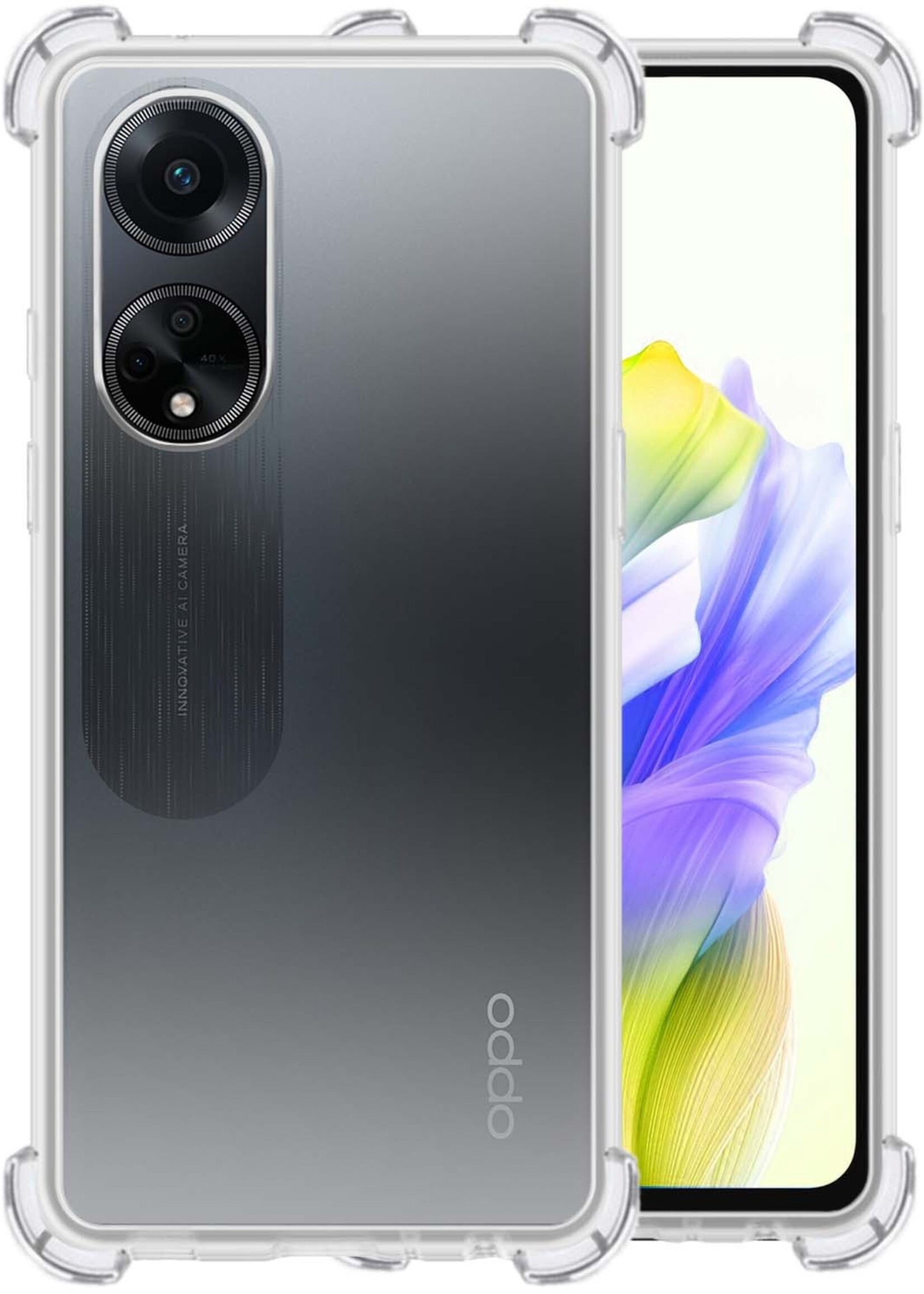 LUQ Hoesje Geschikt voor OPPO A98 Hoesje Shockproof Case Siliconen - Hoes Geschikt voor OPPO A98 Hoes Cover Siliconen - Transparant