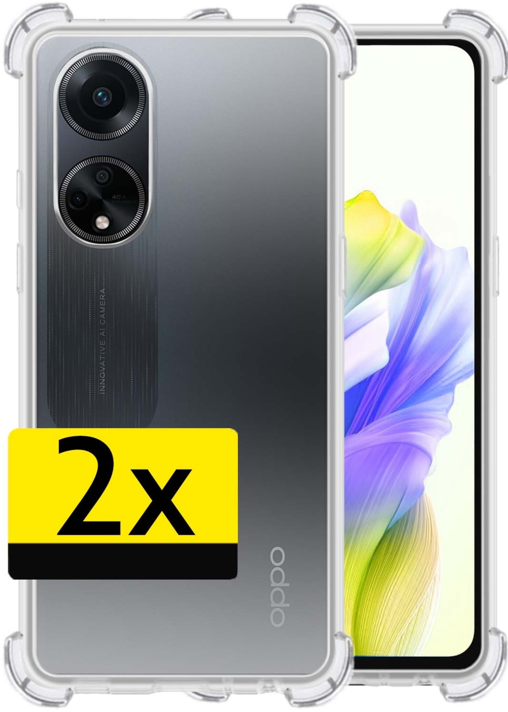 LUQ Hoesje Geschikt voor OPPO A98 Hoesje Shockproof Case Siliconen - Hoes Geschikt voor OPPO A98 Hoes Cover Siliconen - Transparant - 2 Stuks