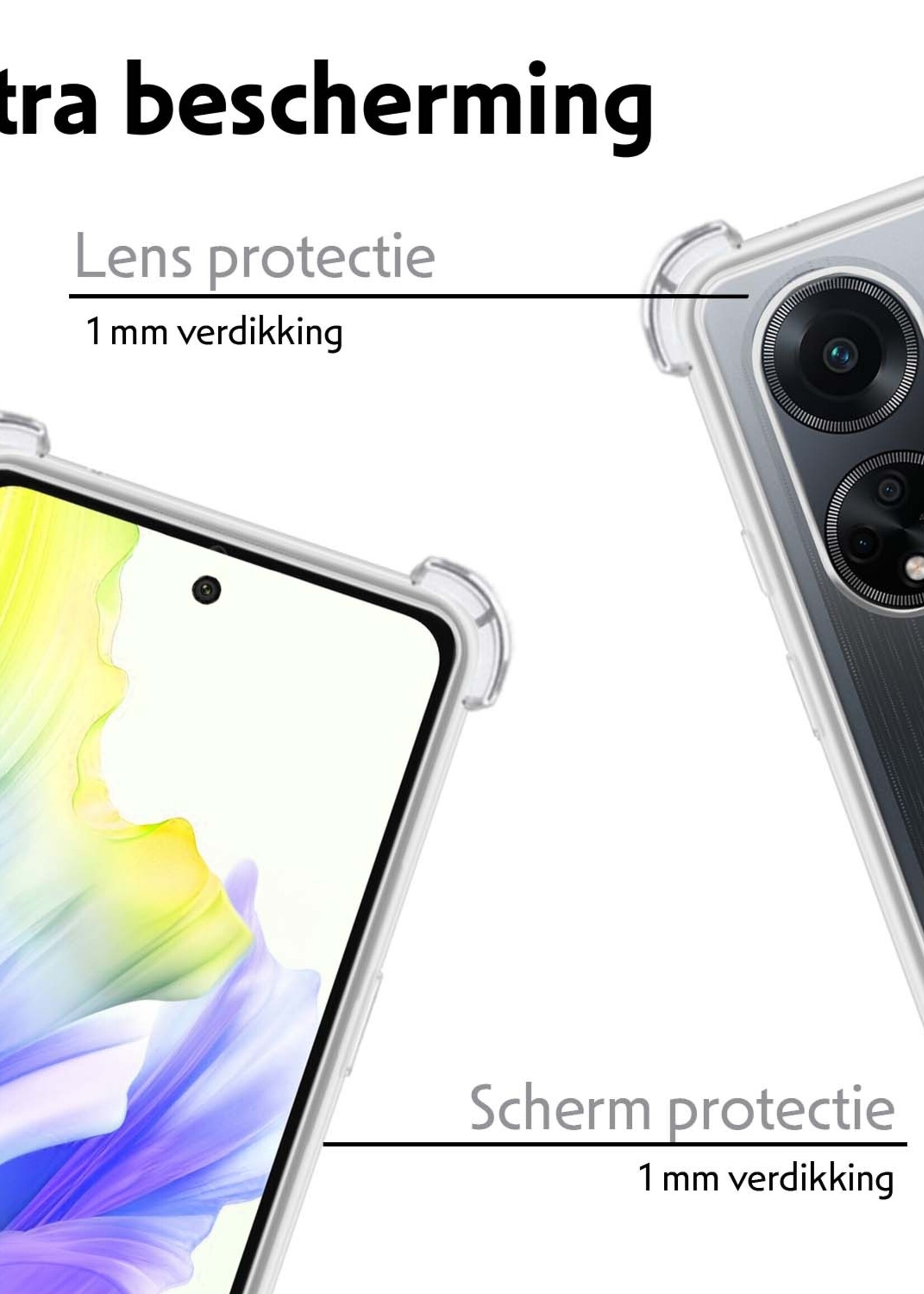 LUQ Hoesje Geschikt voor OPPO A98 Hoesje Shockproof Case Siliconen - Hoes Geschikt voor OPPO A98 Hoes Cover Siliconen - Transparant - 2 Stuks