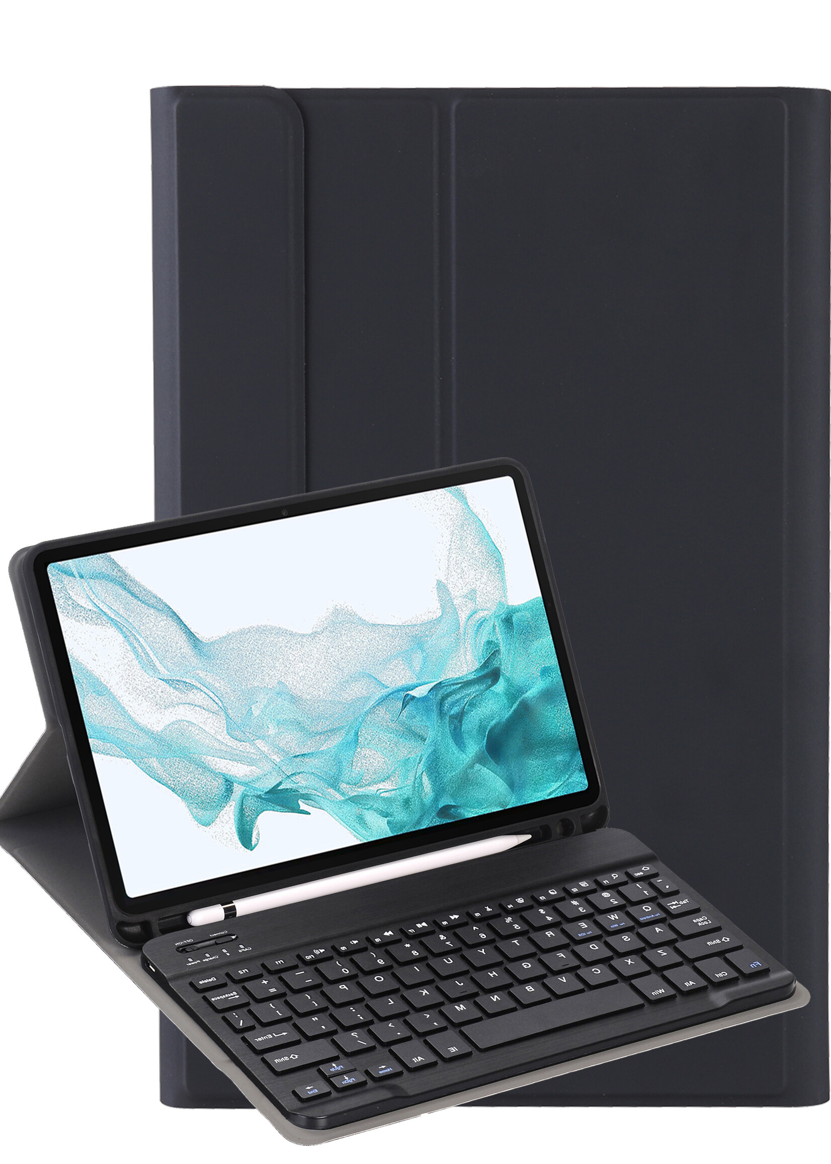 LUQ Hoes Geschikt voor Samsung Galaxy Tab S9 Hoes Keyboard Cover Toetsenbord Hoesje - Hoesje Geschikt voor Samsung Tab S9 Toetsenbord Hoes - Zwart