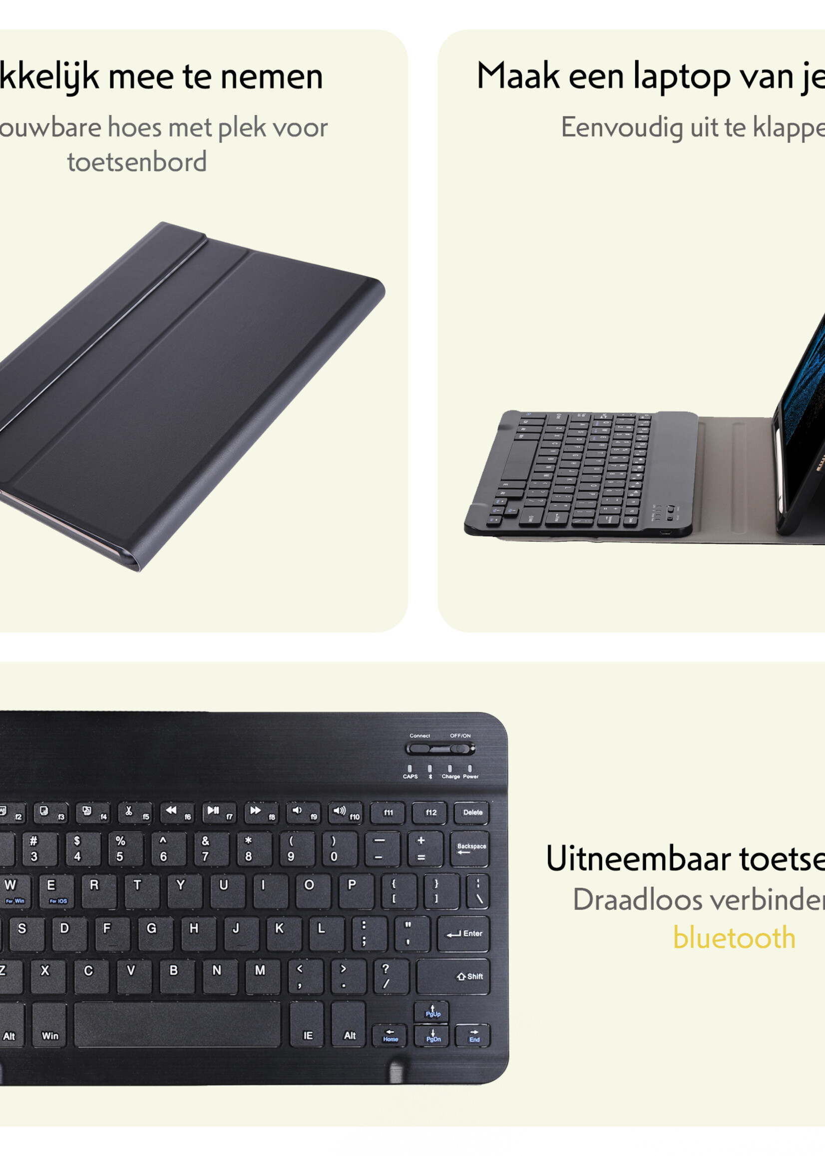 LUQ Hoes Geschikt voor Samsung Galaxy Tab S9 Ultra Hoes Keyboard Cover Toetsenbord Hoesje - Hoesje Geschikt voor Samsung Tab S9 Ultra Toetsenbord Hoes - Zwart