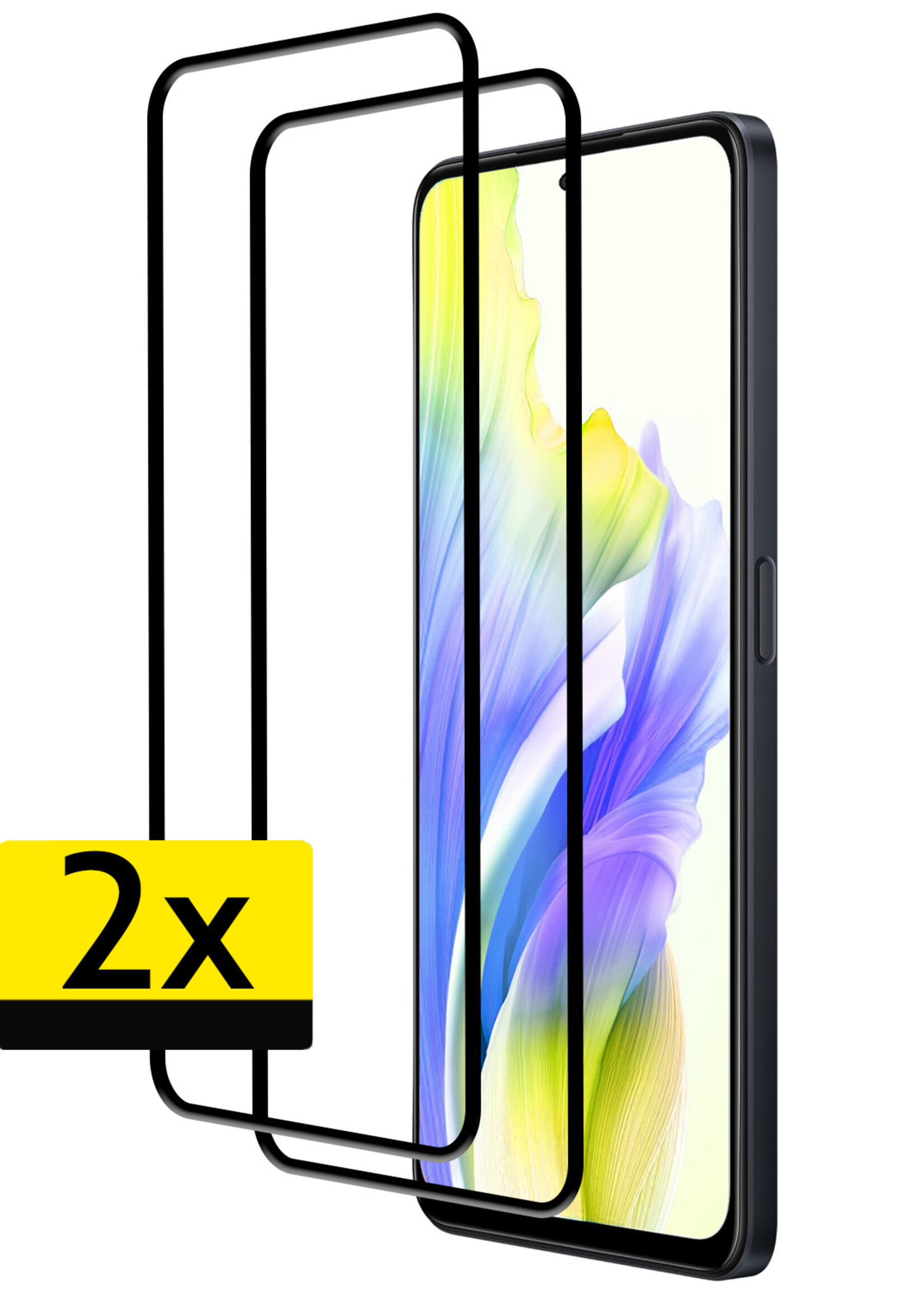 LUQ Screenprotector Geschikt voor OPPO A98 Screenprotector Glas Full Cover - Screenprotector Geschikt voor OPPO A98 Screenprotector Full Cover - 2 Stuks