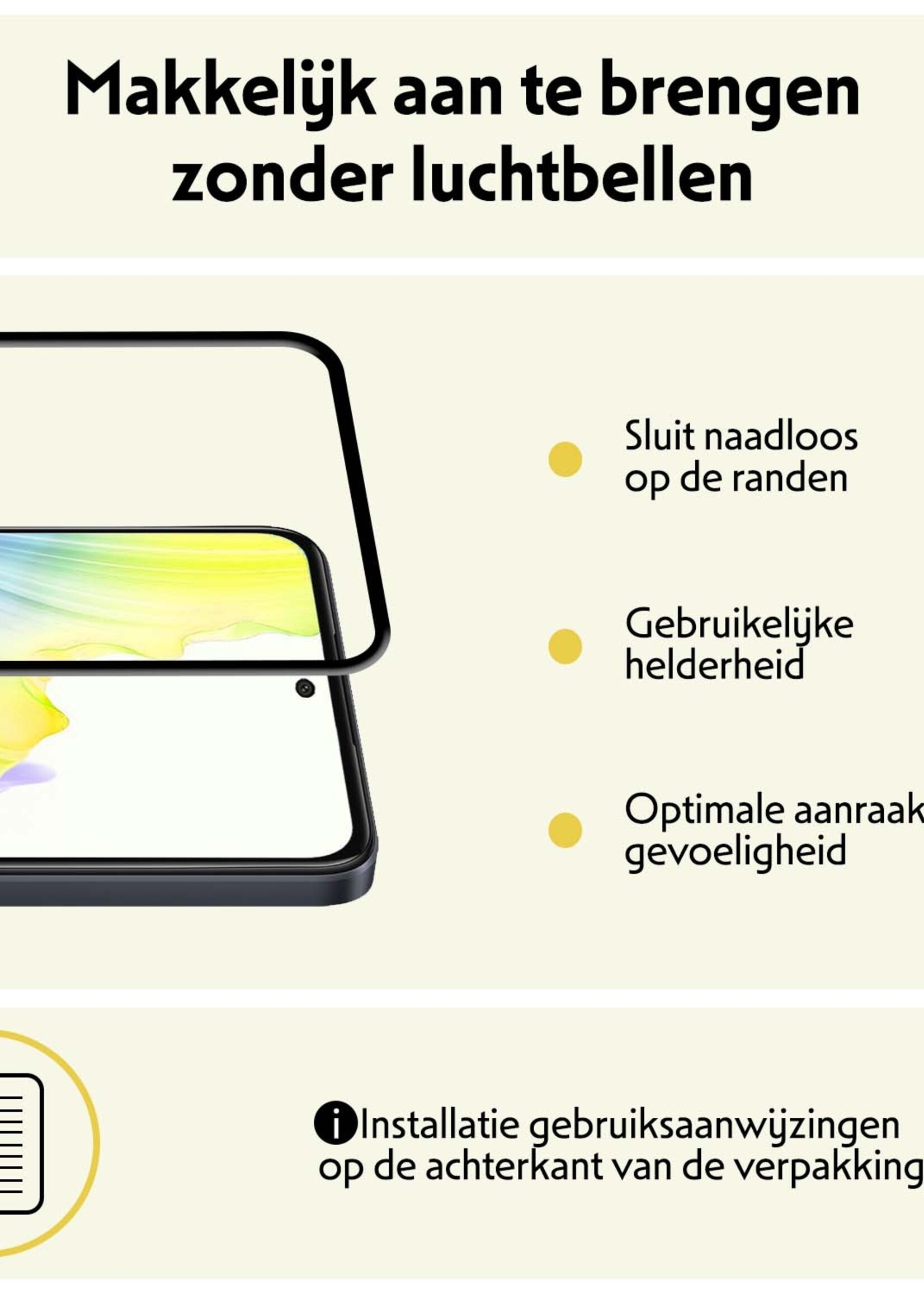 LUQ Screenprotector Geschikt voor OPPO A98 Screenprotector Glas Full Cover - Screenprotector Geschikt voor OPPO A98 Screenprotector Full Cover