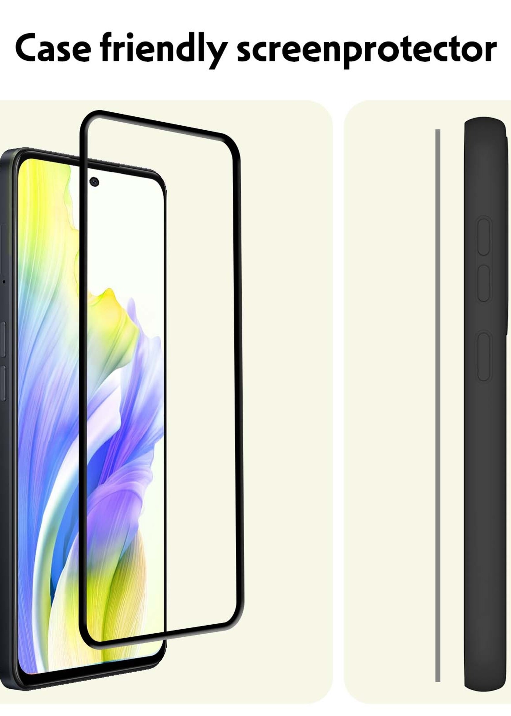 LUQ Screenprotector Geschikt voor OPPO A98 Screenprotector Glas Full Cover - Screenprotector Geschikt voor OPPO A98 Screenprotector Full Cover