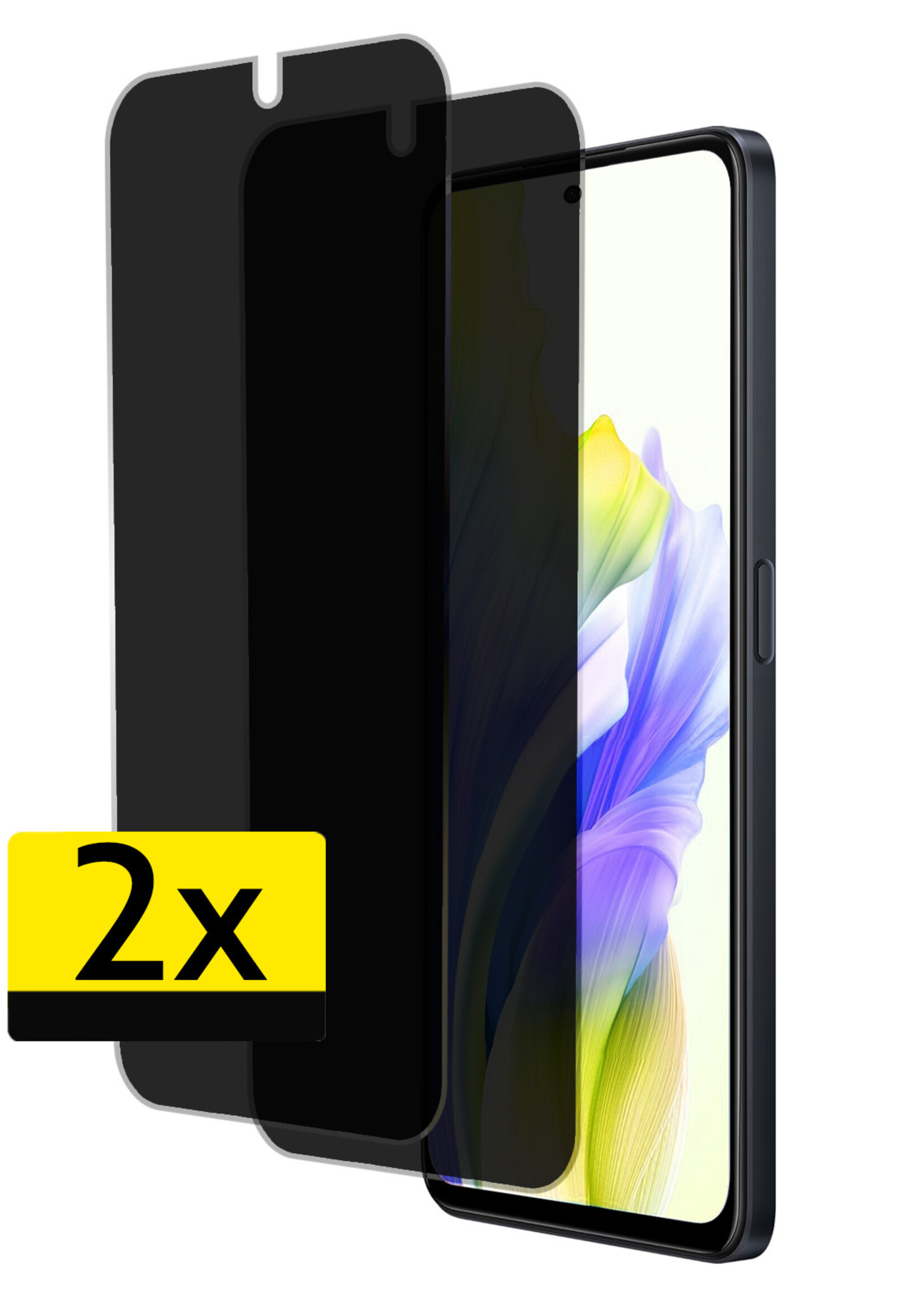 LUQ Screenprotector Geschikt voor OPPO A58 Privacy Screenprotector Bescherm Glas - Privacy Screenprotector Geschikt voor OPPO A58 Screenprotector Glas - 2 Stuks