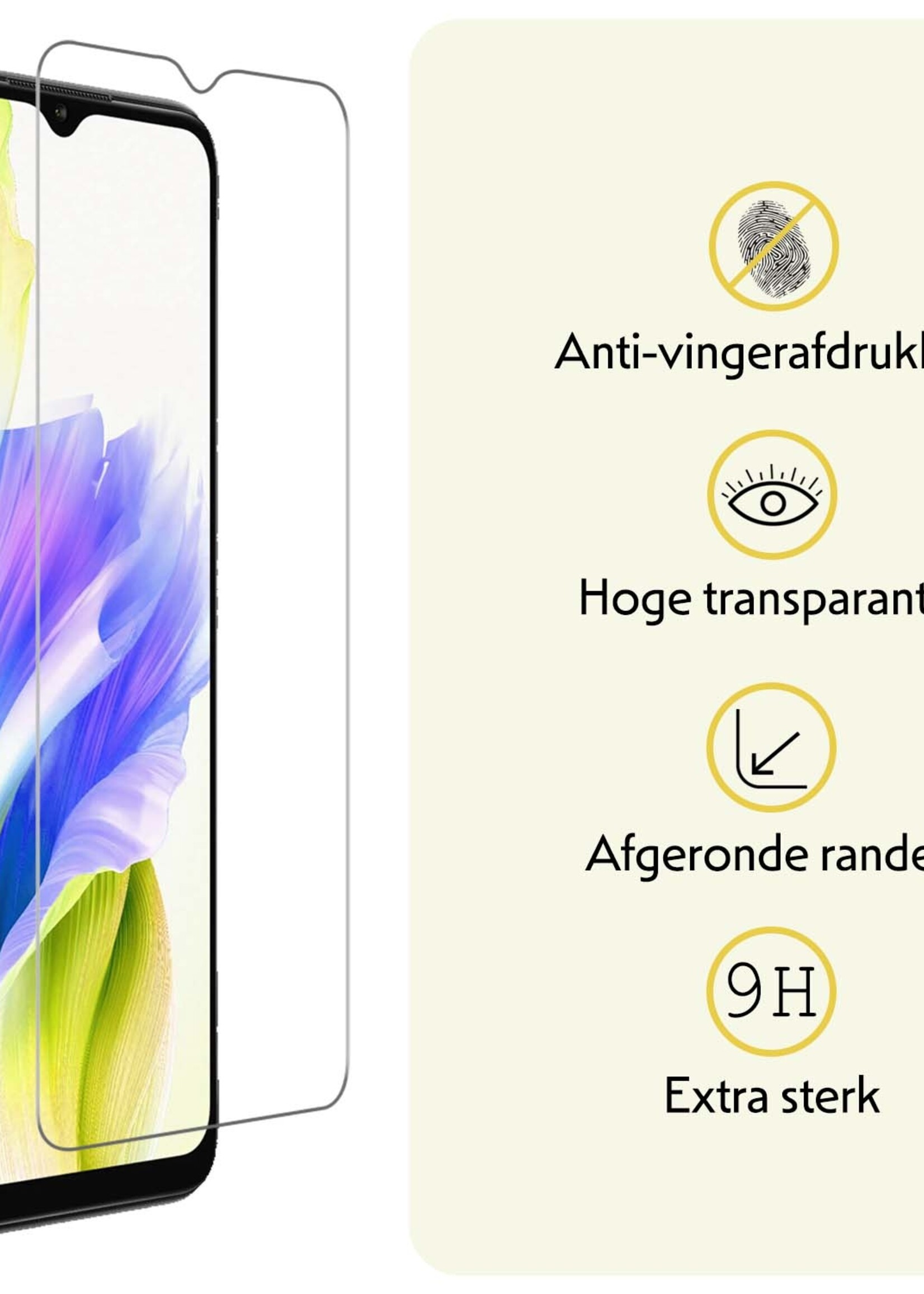 LUQ Screenprotector Geschikt voor OPPO A38 Screenprotector Beschermglas Gehard Glas - Screenprotector Geschikt voor OPPO A38 Screenprotector Glas - 3 Stuks