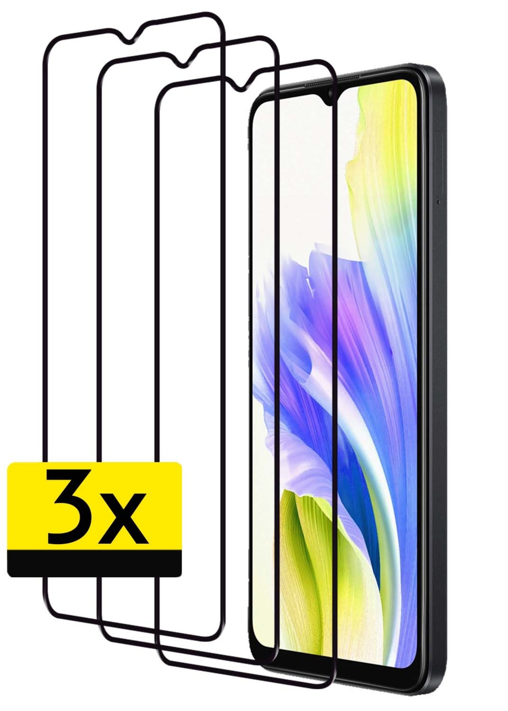 LUQ Screenprotector Geschikt voor OPPO A38 Screenprotector Glas Full Cover - Screenprotector Geschikt voor OPPO A38 Screenprotector Full Cover - 3 Stuks