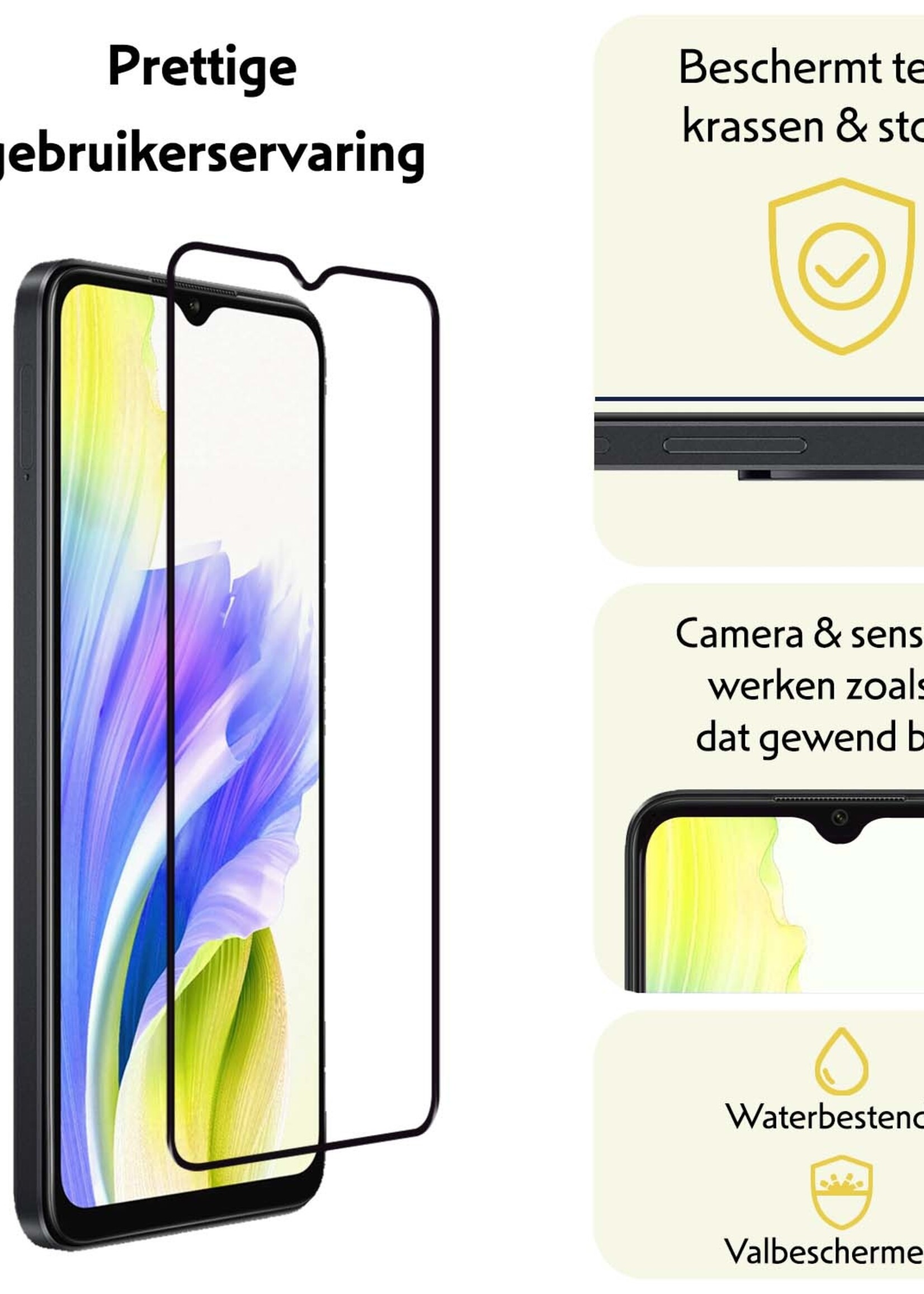 LUQ Screenprotector Geschikt voor OPPO A38 Screenprotector Glas Full Cover - Screenprotector Geschikt voor OPPO A38 Screenprotector Full Cover