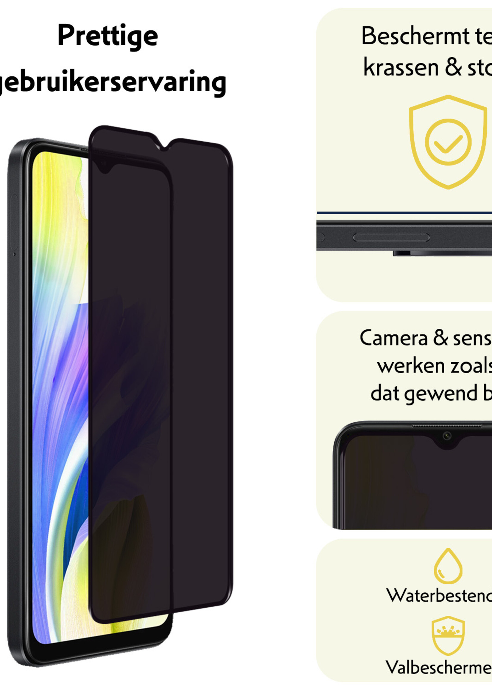 LUQ Screenprotector Geschikt voor OPPO A38 Privacy Screenprotector Bescherm Glas - Privacy Screenprotector Geschikt voor OPPO A38 Screenprotector Glas - 2 Stuks