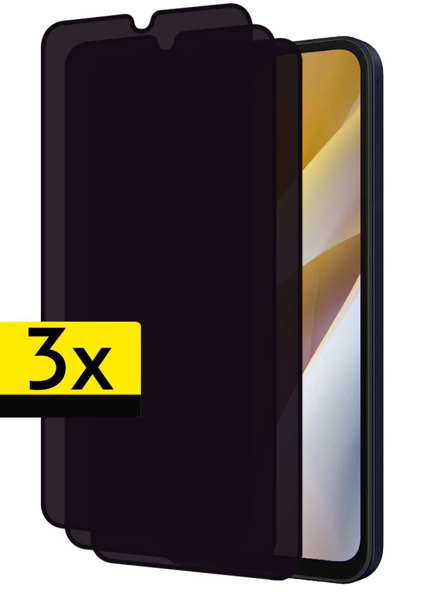 LUQ Screenprotector Geschikt voor Samsung A15 Privacy Screenprotector Bescherm Glas - Privacy Screenprotector Geschikt voor Samsung Galaxy A15 Screenprotector Glas - 3 Stuks