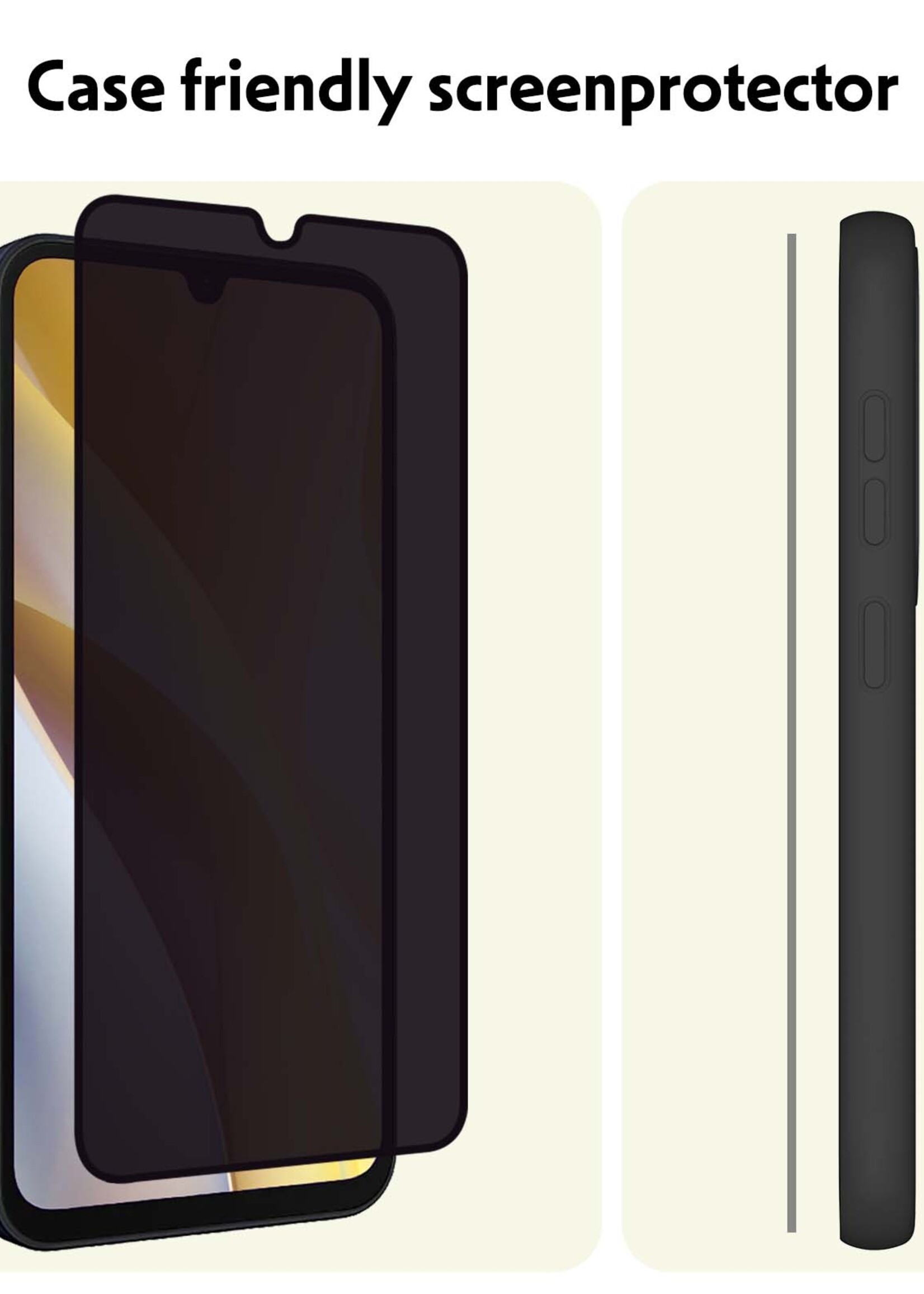 LUQ Screenprotector Geschikt voor Samsung A15 Privacy Screenprotector Bescherm Glas - Privacy Screenprotector Geschikt voor Samsung Galaxy A15 Screenprotector Glas - 3 Stuks