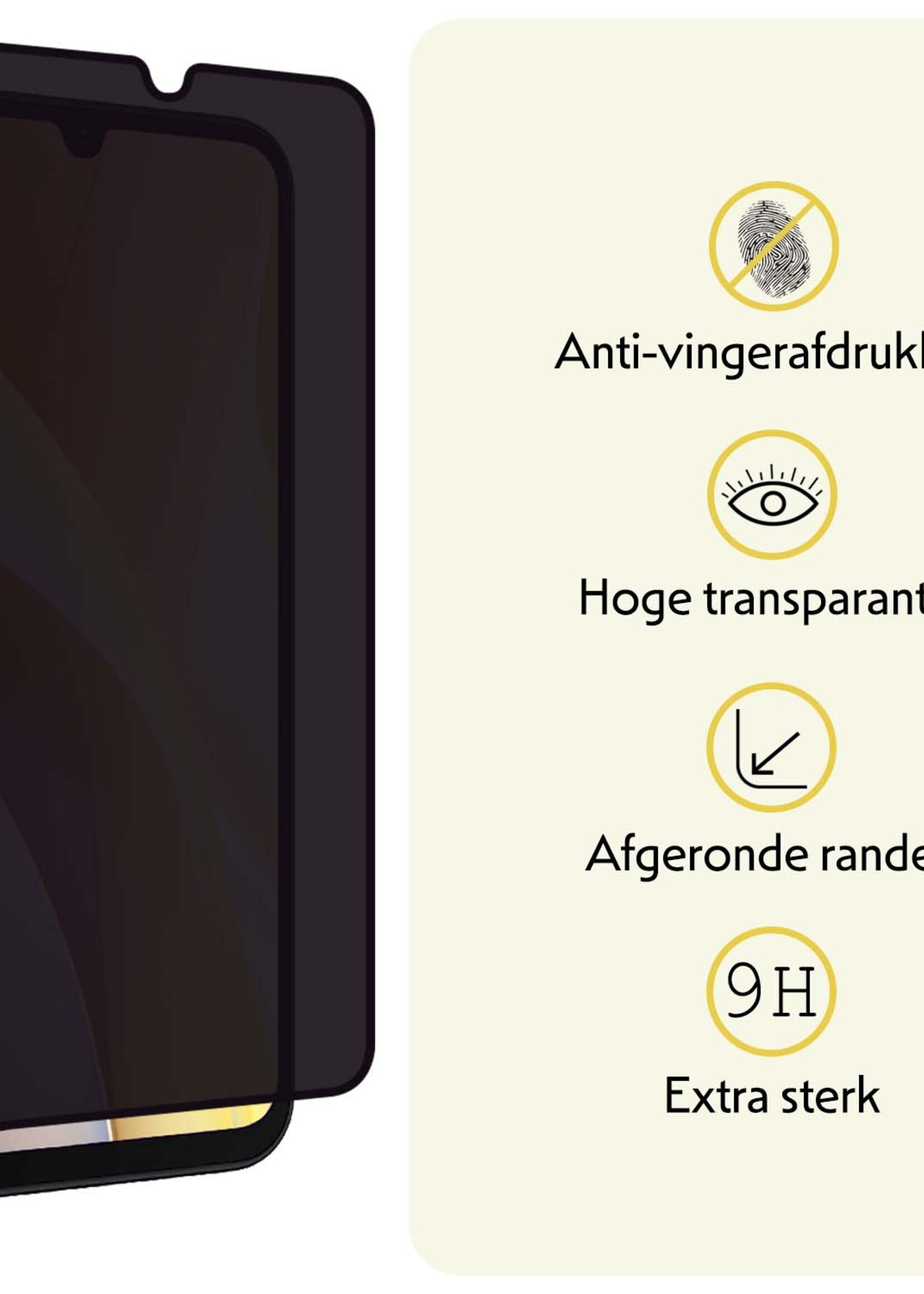 LUQ Screenprotector Geschikt voor Samsung A15 Privacy Screenprotector Bescherm Glas - Privacy Screenprotector Geschikt voor Samsung Galaxy A15 Screenprotector Glas - 2 Stuks